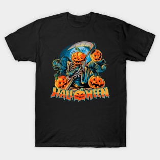 Pumpkin Head Grim Reaper T-Shirt